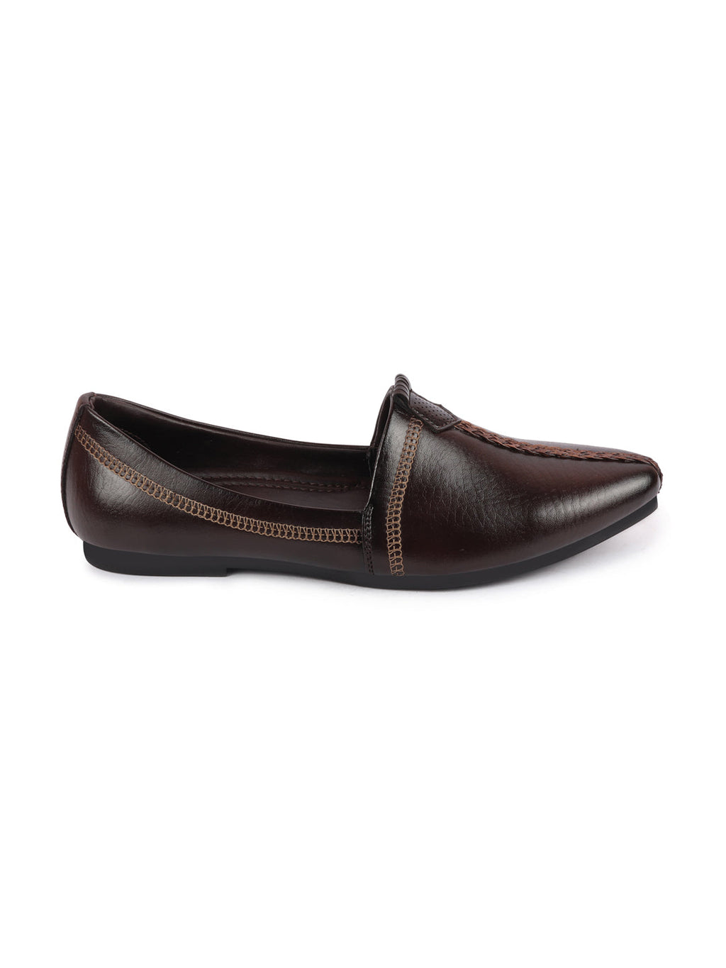 Shop Men Brown Wedding Party Evening Broad Feet Ethnic Slip On Juttis and Mojaris Online.