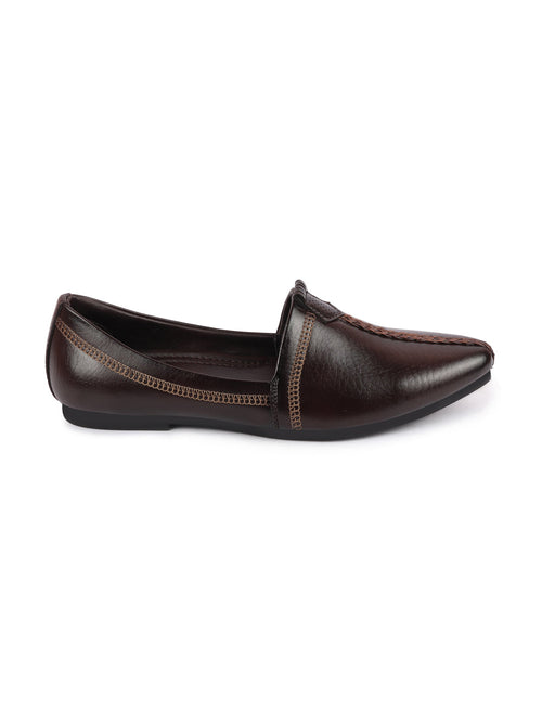 Shop Men Brown Wedding Party Evening Broad Feet Ethnic Slip On Juttis and Mojaris Online.