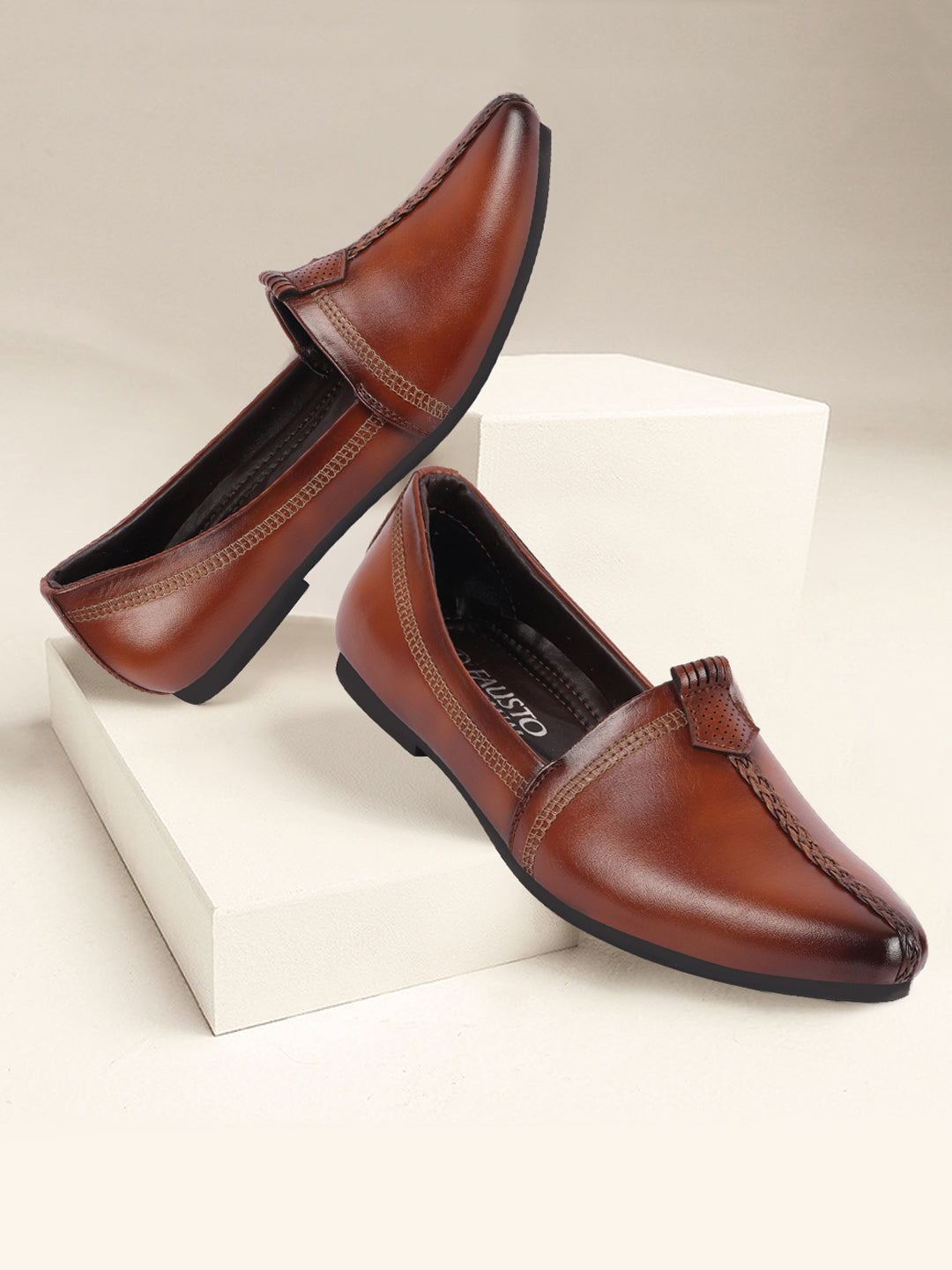 Shop Men Tan Wedding Party Evening Broad Feet Ethnic Slip On Juttis and Mojaris Online.