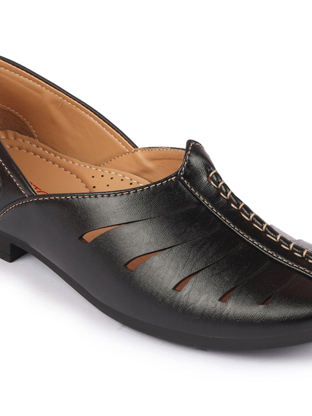Shop Men Black Ethnic Wedding Party Laser Cut Design Slip On Juttis and Mojaris Online.