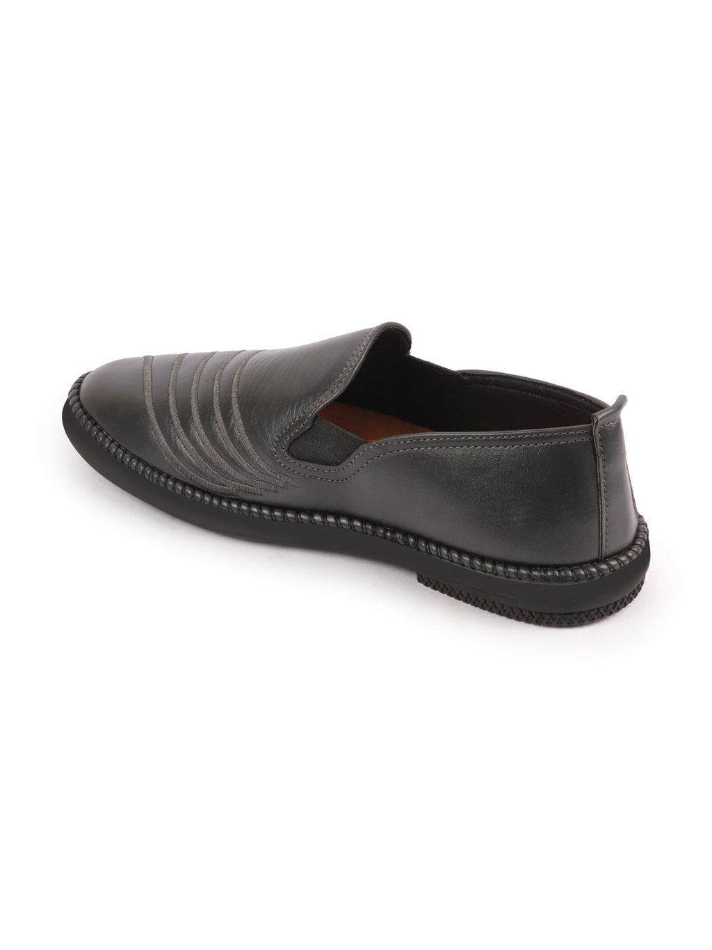 Shop Men Grey Ethnic Wedding Party Embroidery Stripe Design Stitched Prom Slip On Jutis Online.