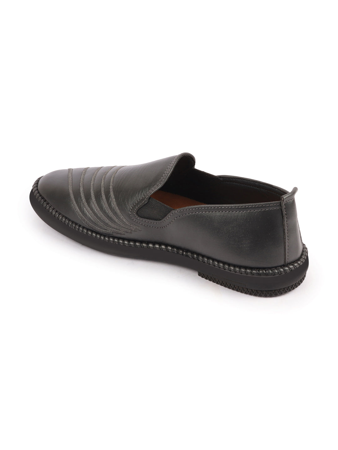 Shop Men Grey Ethnic Wedding Party Embroidery Stripe Design Stitched Prom Slip On Jutis Online.