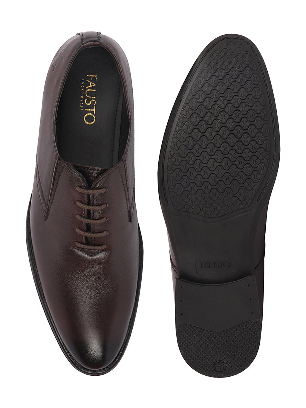Shop Men Brown Formal Office Work Genuine Leather Oxford Lace Up Shoes Online.