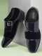 Shop Men Blue Patent Leather Velvet Single Strap Monk Formal Slip On Shoes Online.