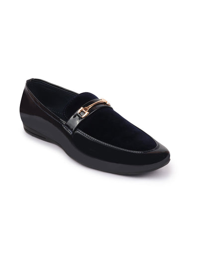 Shop Men Black Patent Leather Velvet Horsebit Classic Formal Buckle Loafer Shoes Online.