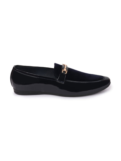 Shop Men Black Patent Leather Velvet Horsebit Classic Formal Buckle Loafer Shoes Online.