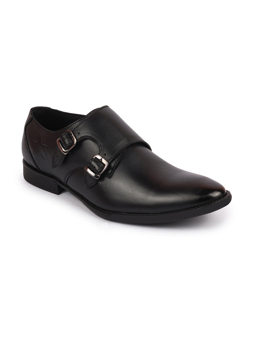 Shop Men Black Formal Wedding Party Genuine Leather Double Monk Strap Shoes Online.