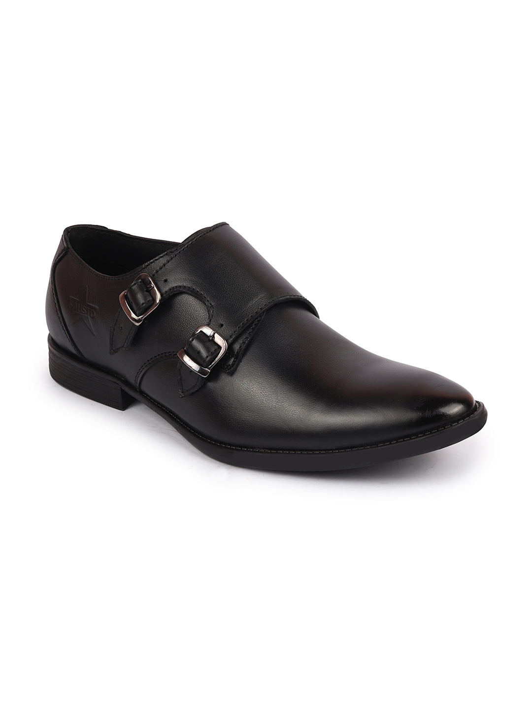 Shop Men Black Formal Wedding Party Genuine Leather Double Monk Strap Shoes Online.