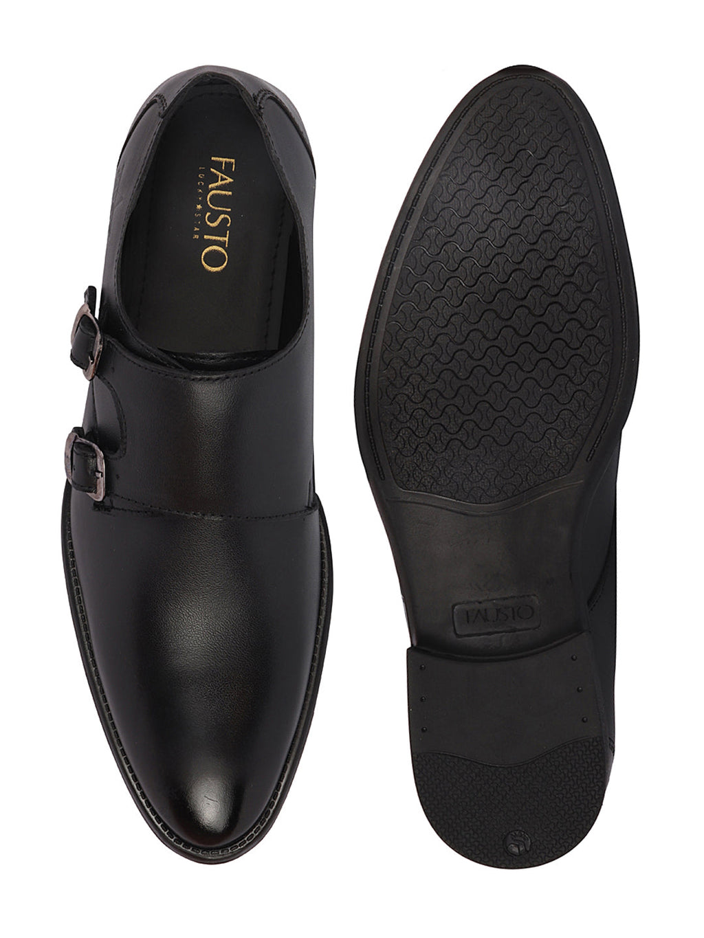 Shop Men Black Formal Wedding Party Genuine Leather Double Monk Strap Shoes Online.