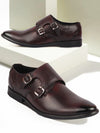 Men Brown Formal Wedding Party Genuine Leather Double Monk Strap Shoes