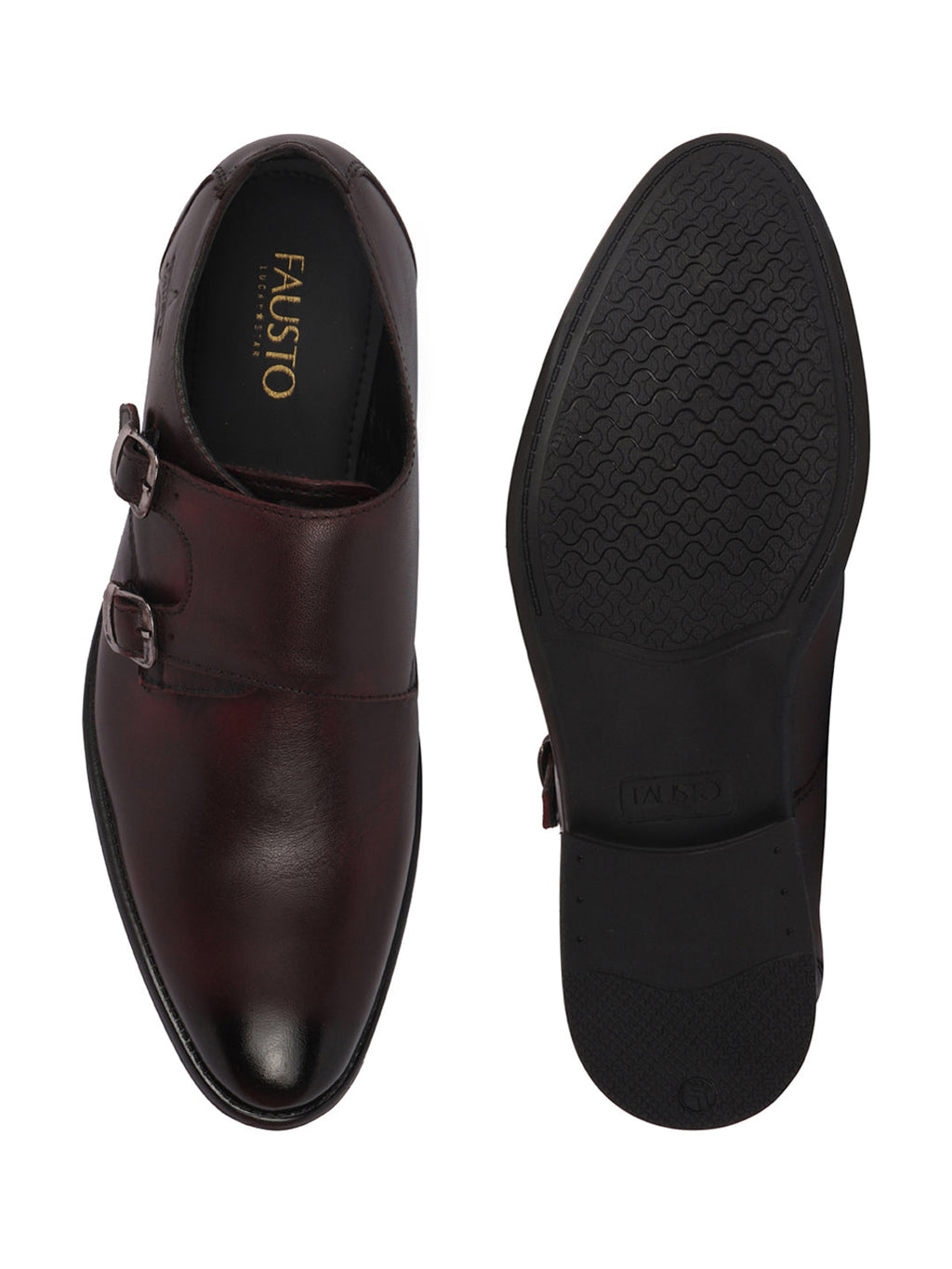 Shop Men Brown Formal Wedding Party Genuine Leather Double Monk Strap Shoes Online.