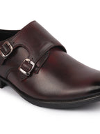 Shop Men Brown Formal Wedding Party Genuine Leather Double Monk Strap Shoes Online.