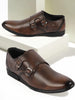 Men Tan Formal Wedding Party Genuine Leather Double Monk Strap Shoes