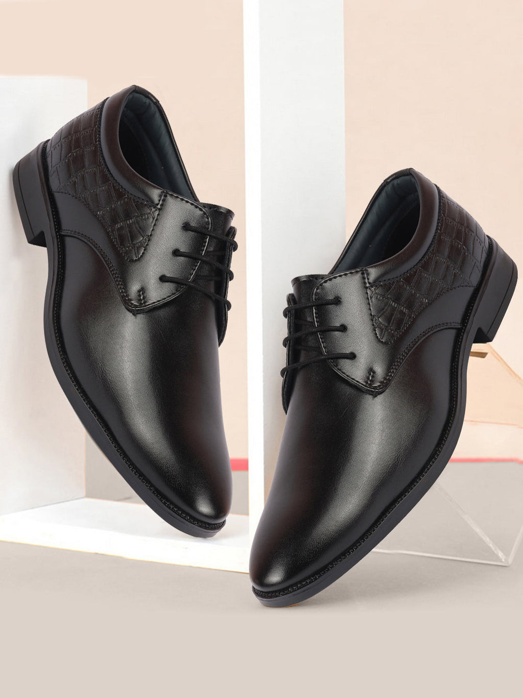 shop men black wedding party embossed design oxford lace up shoes online.