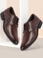 shop men brown wedding party embossed design oxford lace up shoes online.