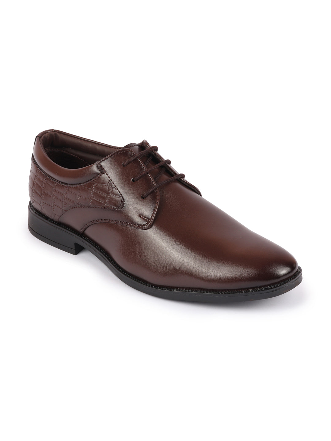 shop men brown wedding party embossed design oxford lace up shoes online.
