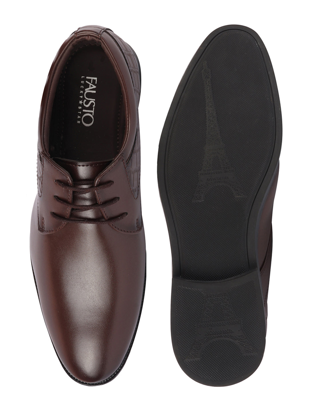 shop men brown wedding party embossed design oxford lace up shoes online.