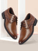 Men Tan Wedding Party Embossed Design Oxford Lace Up Shoes