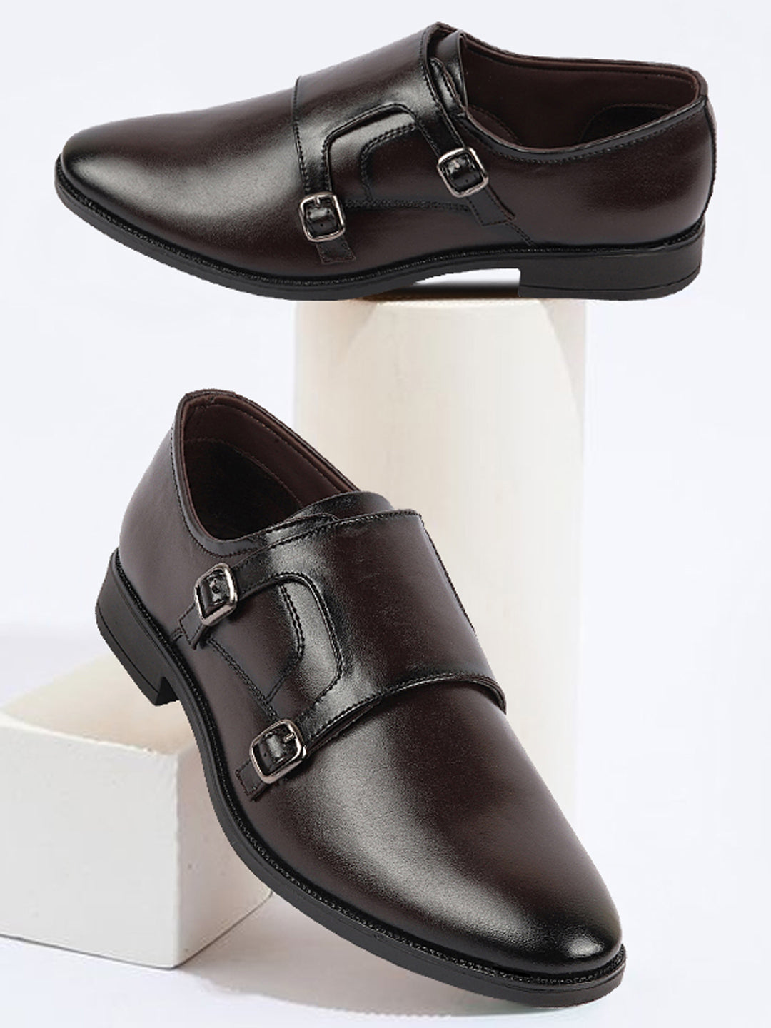 Shop Men Brown Formal Wedding Party Double Monk Strap Shoes Online.