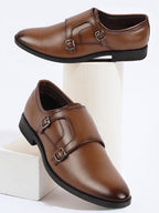 Shop Men Tan Formal Wedding Party Double Monk Strap Shoes Online.
