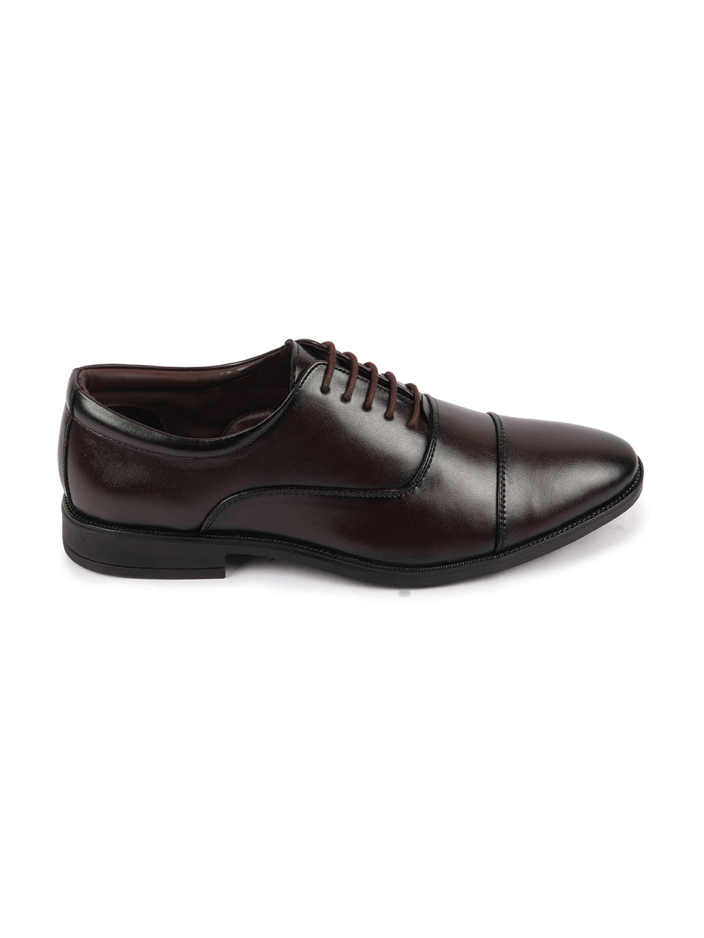 men brown formal office work lace-up derby shoes