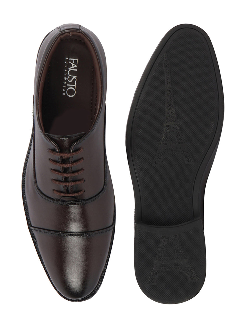 men brown formal office work lace-up derby shoes