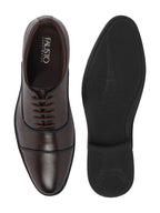 men brown formal office work lace-up derby shoes