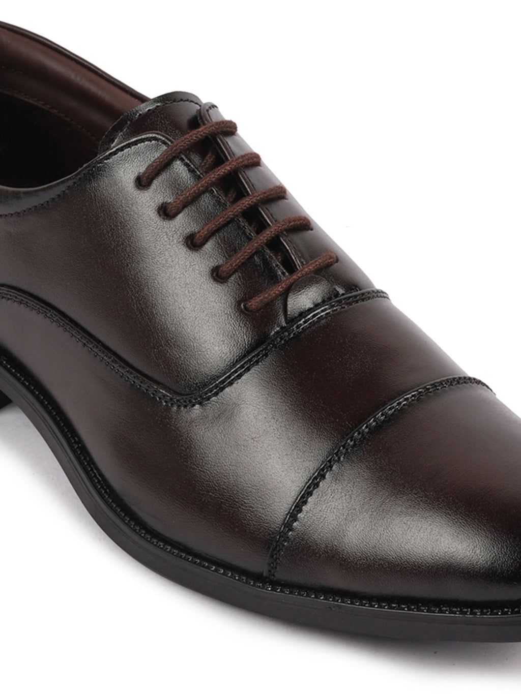 men brown formal office work lace-up derby shoes