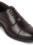 men brown formal office work lace-up derby shoes