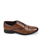 men tan formal office work lace-up derby shoes