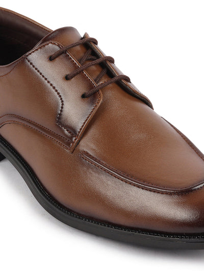 men brown textured leather formal derbys
