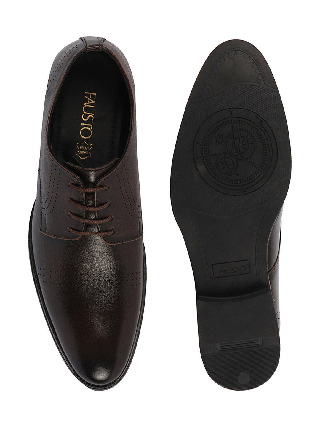 Shop Men Tan Party Formal Office Genuine Leather Lace Up Shoes Online.