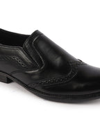 Shop Men Black Party Formal Office Genuine Leather Brogue Slip On Shoes Online.