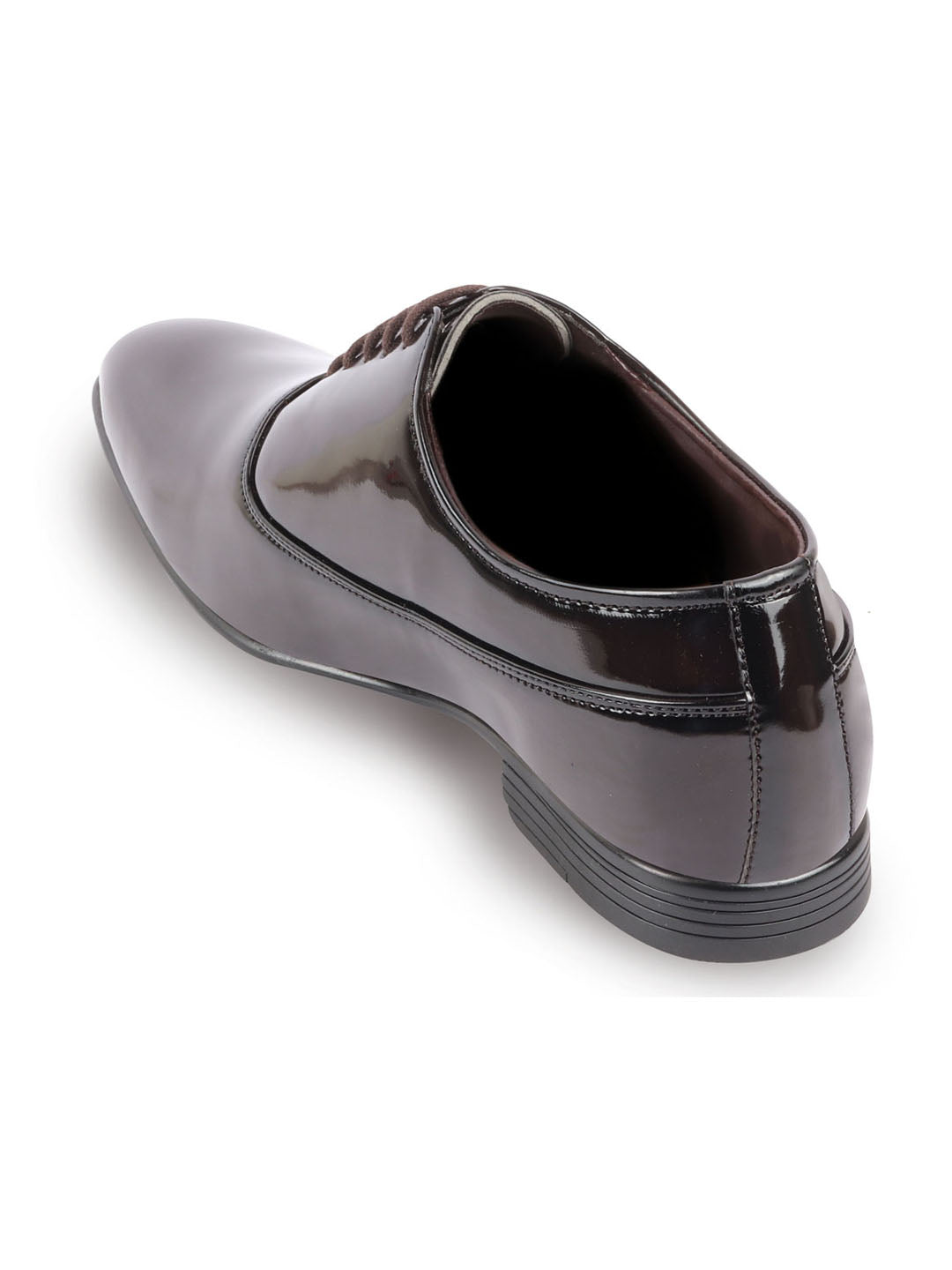 Shop Men Brown Patent Leather Party Formal Office Lace Up Derby Shoes Online.