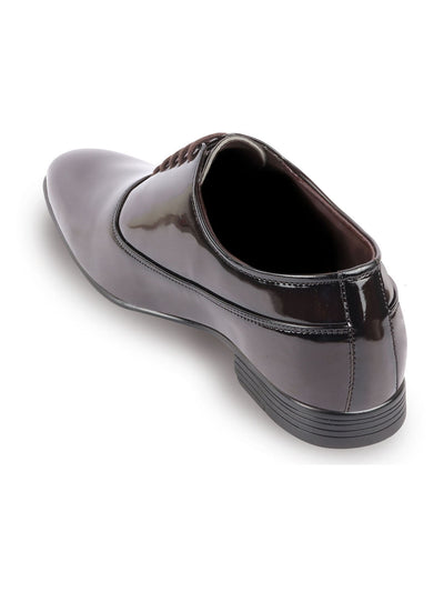 Shop Men Brown Patent Leather Party Formal Office Lace Up Derby Shoes Online.