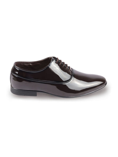 Shop Men Brown Patent Leather Party Formal Office Lace Up Derby Shoes Online.
