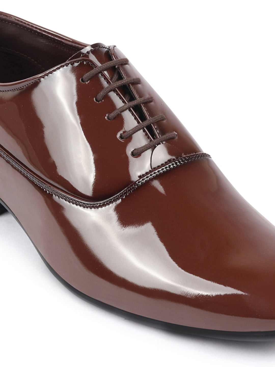 Shop Men Tan Patent Leather Party Formal Office Lace Up Derby Shoes Online.