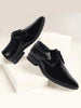 Men Black Patent Leather Party Formal Embossed Design Office Lace Up Derby Shoes