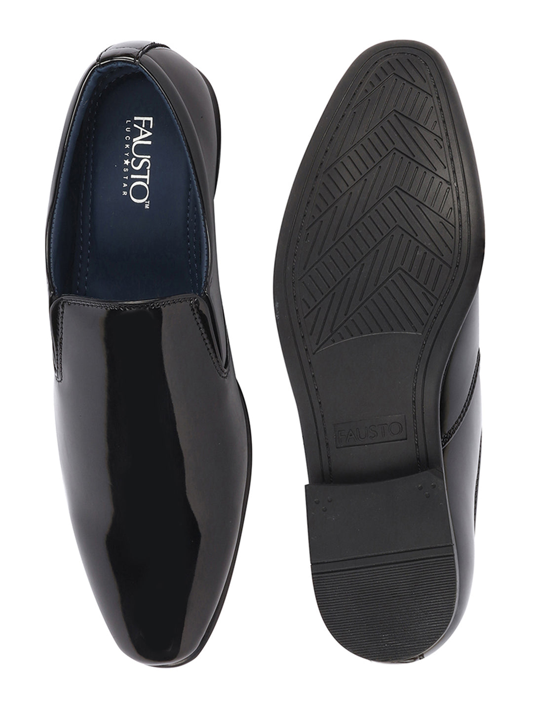 Shop Men Black Patent Leather Party Formal Office Slip On Shoes Online.