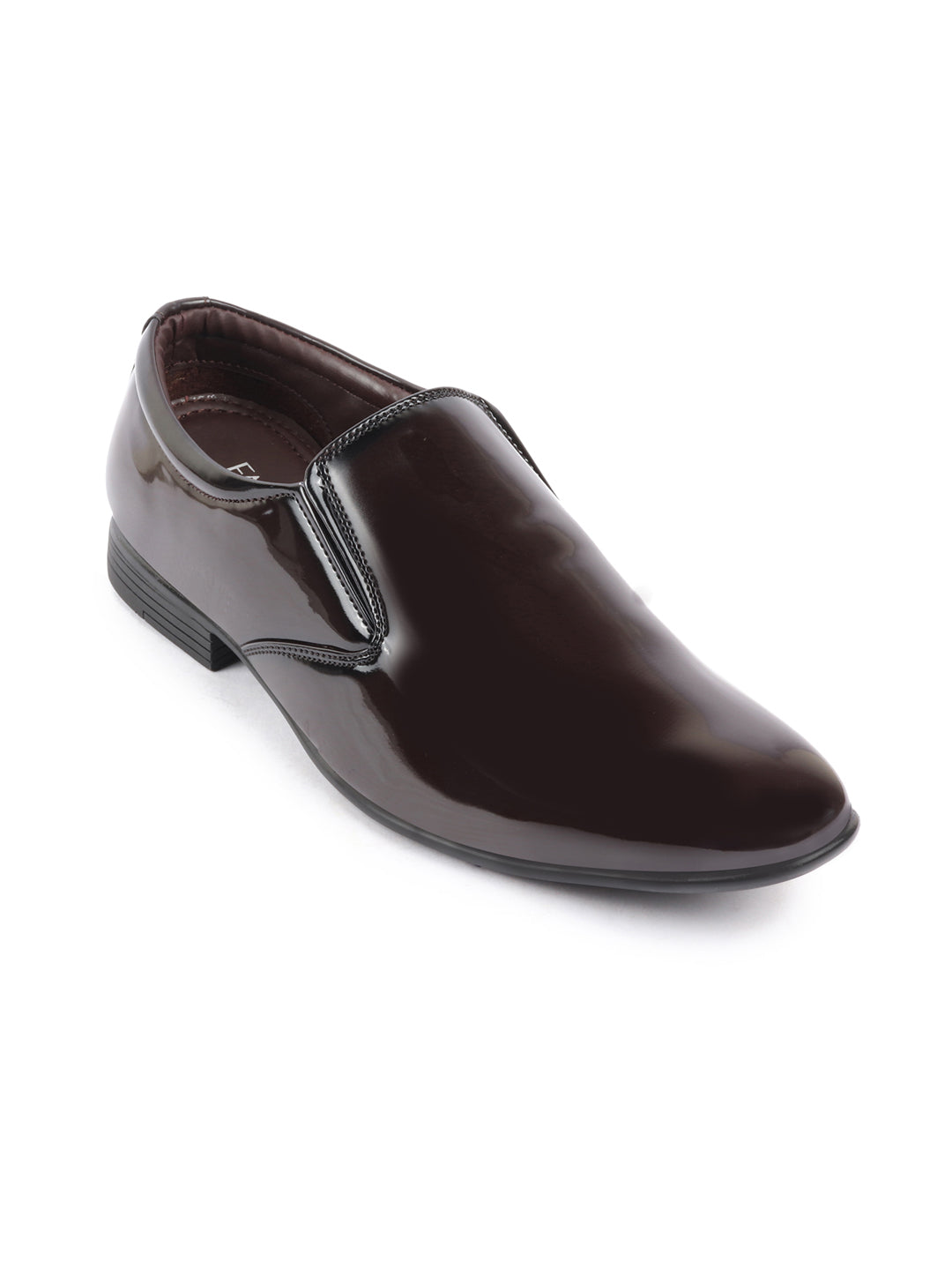 Shop Men Brown Patent Leather Party Formal Office Slip On Shoes Online.