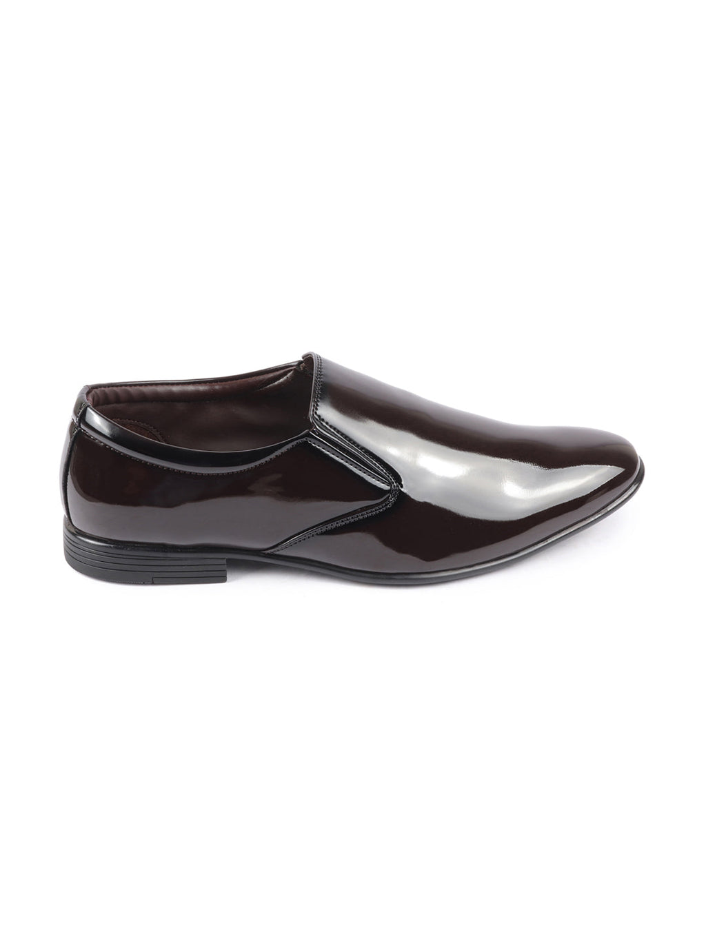 Shop Men Brown Patent Leather Party Formal Office Slip On Shoes Online.