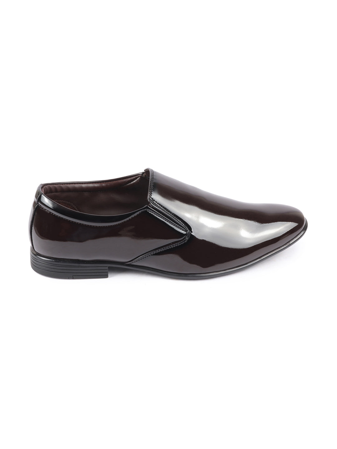 Shop Men Brown Patent Leather Party Formal Office Slip On Shoes Online.