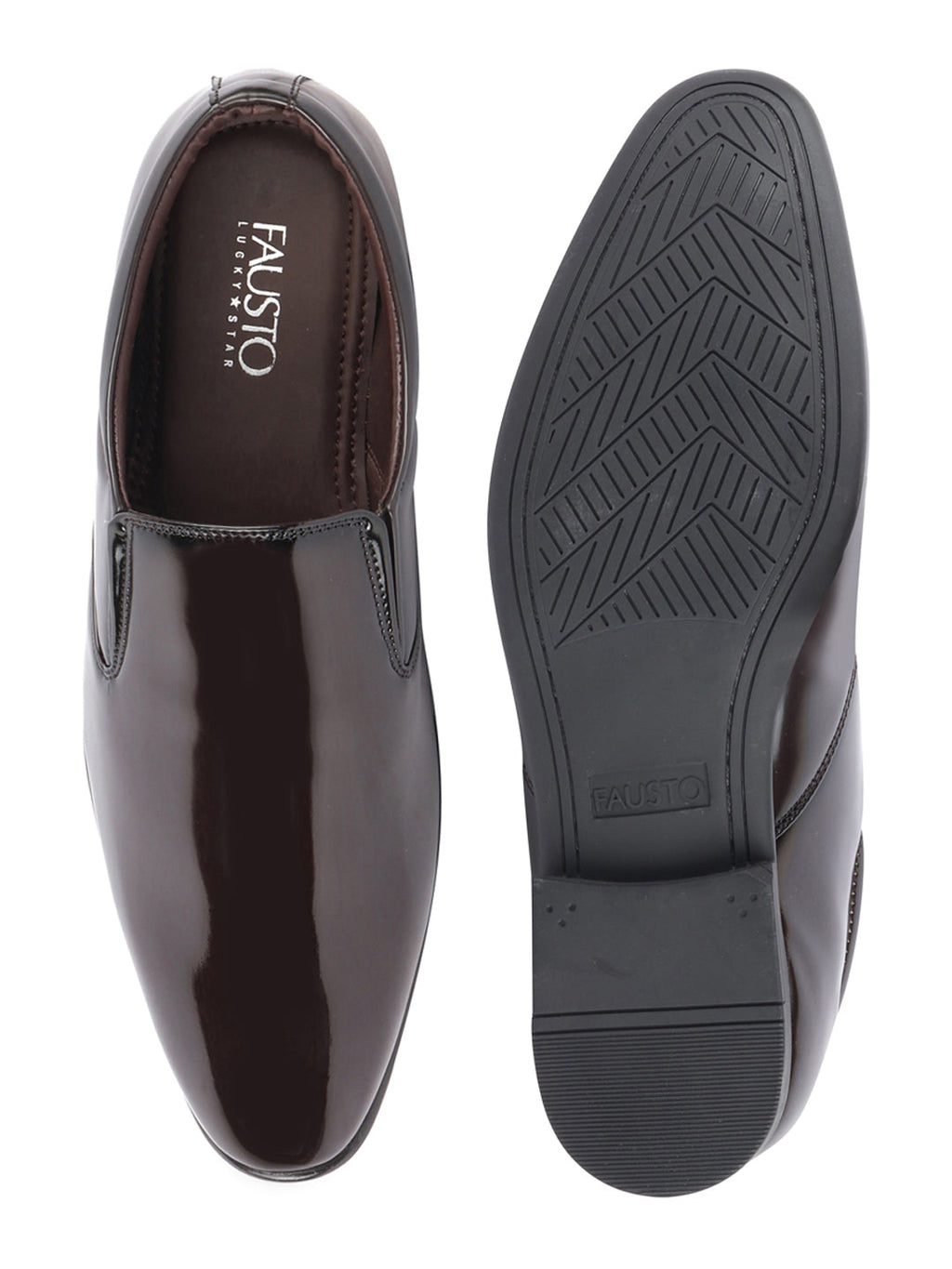 Shop Men Brown Patent Leather Party Formal Office Slip On Shoes Online.