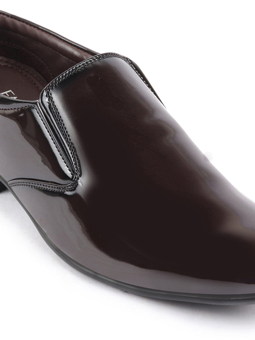 Shop Men Brown Patent Leather Party Formal Office Slip On Shoes Online.