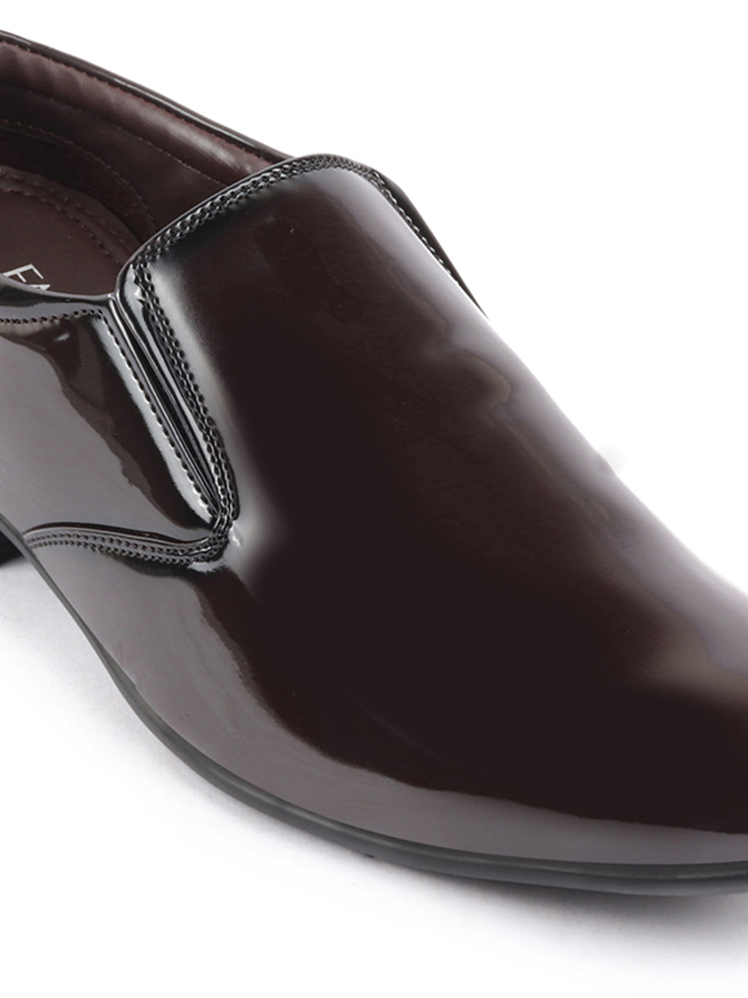 Shop Men Brown Patent Leather Party Formal Office Slip On Shoes Online.
