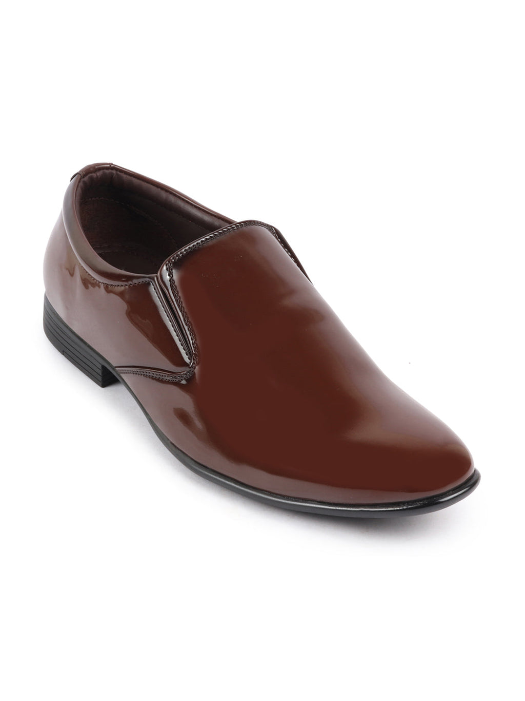 Shop Men Tan Patent Leather Party Formal Office Slip On Shoes Online.