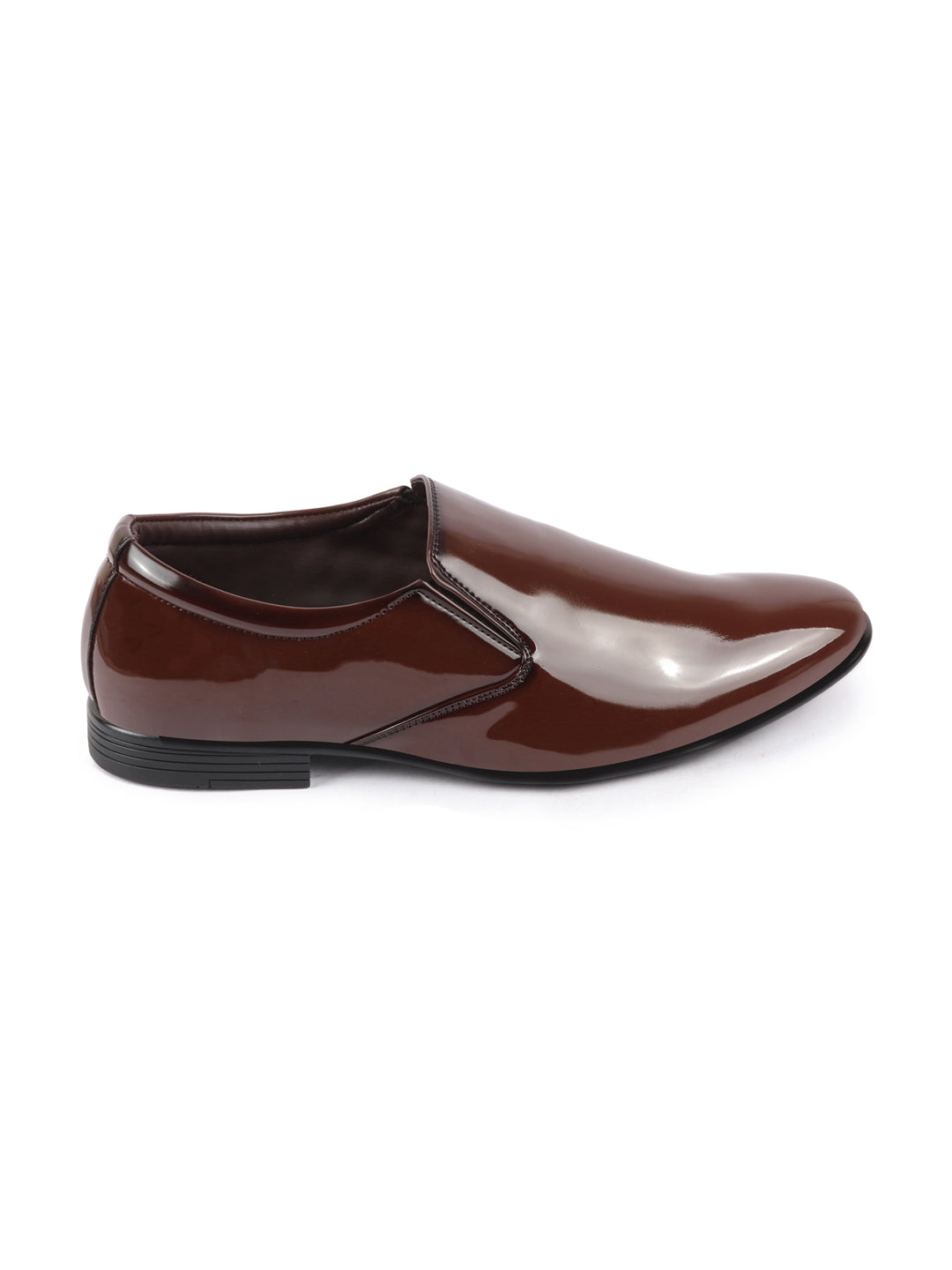 Shop Men Tan Patent Leather Party Formal Office Slip On Shoes Online.
