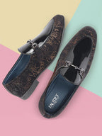 men black party formal velvet horsebit buckle slip on loafer shoes