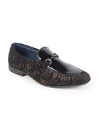 men black party formal velvet horsebit buckle slip on loafer shoes