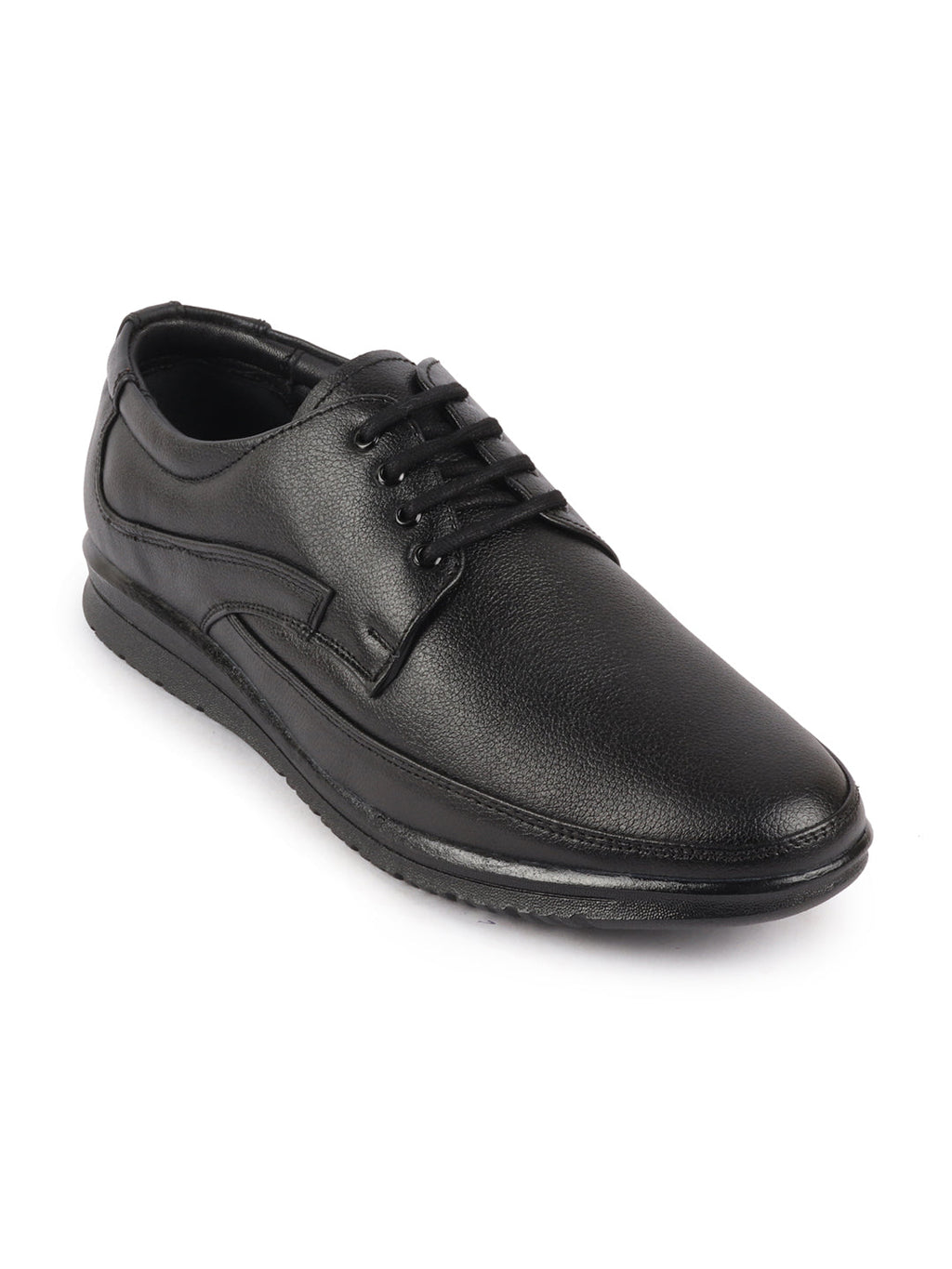 Shop Men Black Genuine Leather Formal Office Lace Up Derby Shoes Online.